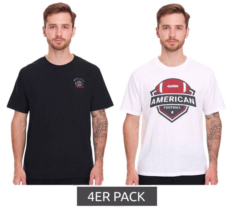 4er Pack U.S. SPORT AMERICA Herren T-Shirt Basic Baumwoll-Shirt Rundhals-Shirt Kurzarm Schwarz/Weiß von U.S. SPORT AMERICA