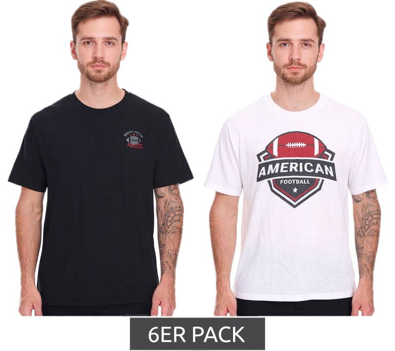 6er Pack U.S. SPORT AMERICA Herren T-Shirt Basic Baumwoll-Shirt Rundhals-Shirt Kurzarm Schwarz/Weiß von U.S. SPORT AMERICA