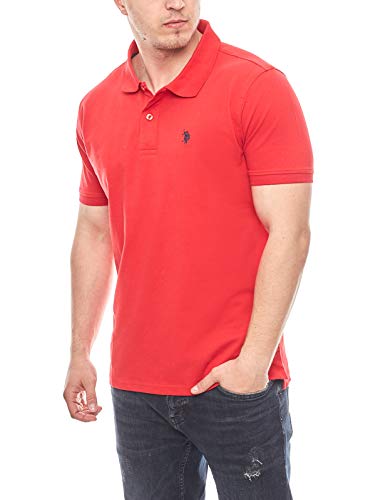 U.S. POLO ASSN. Basic Poloshirt Polohemd Baumwolle Herren Kurzarm (Rot, XXL) von U.S. POLO ASSN.