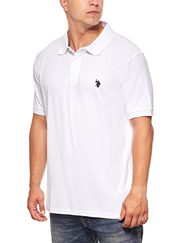 U.S. POLO ASSN. Basic Poloshirt Polohemd Baumwolle Herren Kurzarm (Weiss, L) von U.S. POLO ASSN.