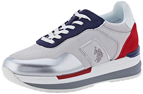 US Polo Association Damen Amy Suede Gymnastikschuhe, Mehrfarbig (WHI/Blu 050), 38 EU von US Polo Association