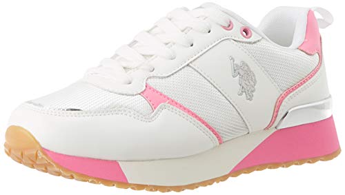 US Polo Association Damen Tabitha4 Fluo Gymnastikschuhe, Mehrfarbig (WHI/Fux 057) von US Polo Association