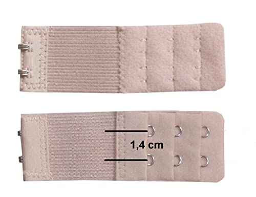 U.W. BH Verlängerung 2 Haken 3 Reihen Verschluss Gummi Erweiterung um 6-13 cm (Beige) von U.W.