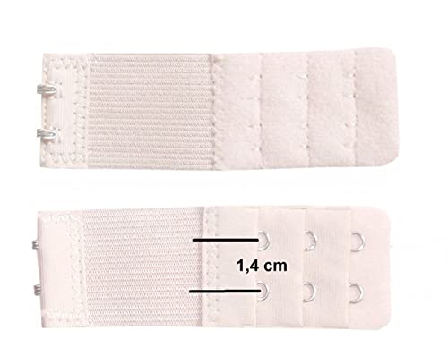 U.W. BH Verlängerung 2 Haken 3 Reihen Verschluss Gummi Erweiterung (Creme), 3,2 cm breit, 9,5 lang von U.W.