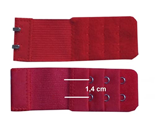 U.W. BH Verlängerung 2 Haken 3 Reihen Verschluss Gummi Erweiterung um 6-13 cm (Weinrot), 3,2 breit, 9,5 lang von U.W.