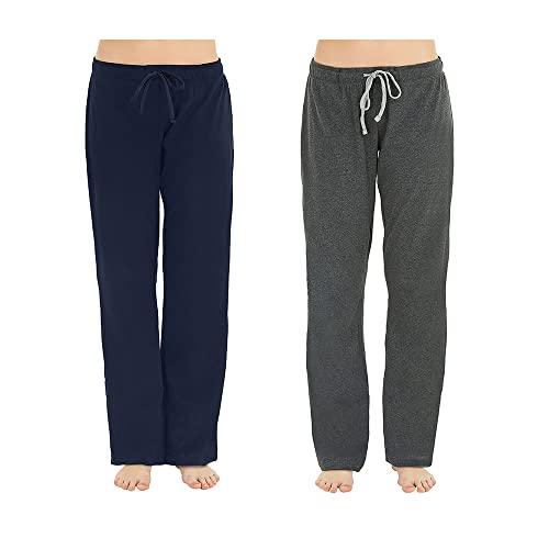 U2SKIIN Pack Pajama Pants for Women Soft, 100% Cotton Comfortable Womens Lounge Lightweight Sleep Pj Bottoms(Navy/Dark Grey Mel., XL) von U2SKIIN