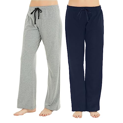 U2SKIIN Pack Pajama Pants for Women Soft, 100% Cotton Comfortable Womens Lounge Lightweight Sleep Pj Bottoms(Navy/Light Grey Mel., L) von U2SKIIN