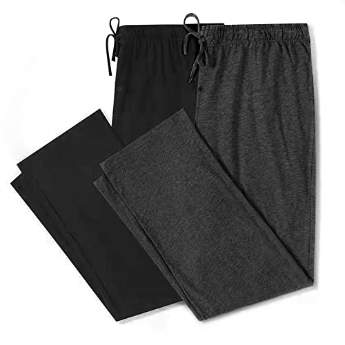 U2SKIIN 2er Pack Pyjamahosen Herren lang 100% Baumwolle Schlafhose Schlafanzughose Freizeithose Haushose (Schwarz+Dunkelgrau Mel., S) von U2SKIIN
