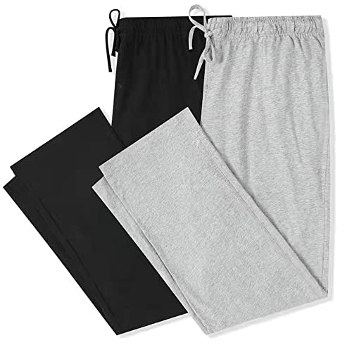 U2SKIIN 2er Pack Pyjamahosen Herren lang 100% Baumwolle Schlafhose Schlafanzughose Freizeithose Haushose (Schwarz+Hellgrau Mel., S) von U2SKIIN