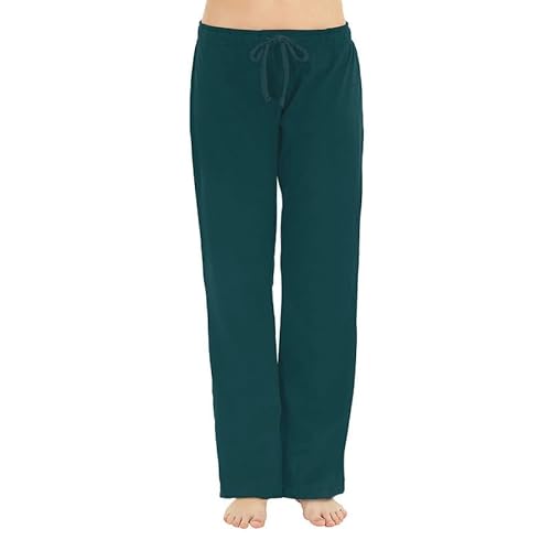 U2SKIIN Pyjamahose Damen lang 100% Baumwolle, Schlafhose Damen Schlafanzughose lang Pyjama Hose Schlafanzug Hose Freizeithose Haushose (Blaugrün, M) von U2SKIIN