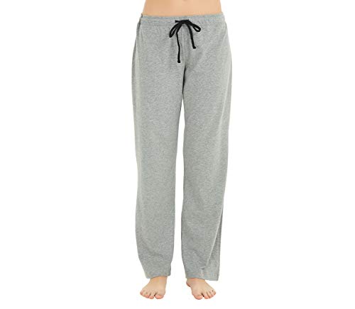 U2SKIIN Pyjamahose Damen lang 100% Baumwolle, Schlafhose Damen Schlafanzughose lang Pyjama Hose Schlafanzug Hose Freizeithose Haushose (Hellgrau Mel., 2XL) von U2SKIIN
