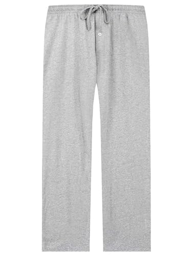 U2SKIIN Pyjamahose Herren lang 100% Baumwolle, Schlafhose Herren Schlafanzughose lang Pyjama Hose Schlafanzug Hose Freizeithose Haushose (Hellgrau Mel., M) von U2SKIIN