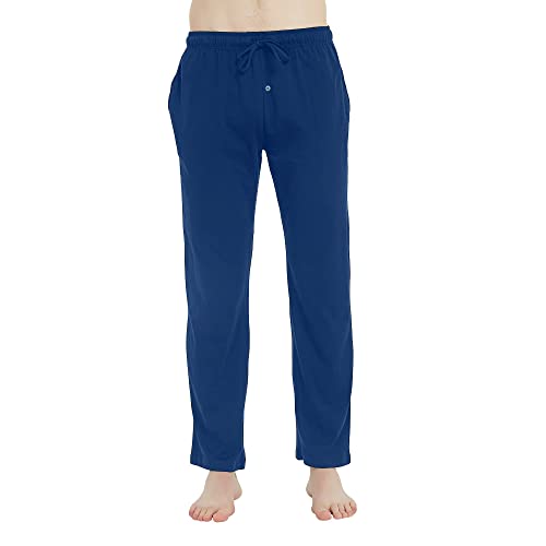 U2SKIIN Pyjamahose Herren lang 100% Baumwolle, Schlafhose Herren Schlafanzughose lang Pyjama Hose Schlafanzug Hose Freizeithose Haushose (Königsblau, L) von U2SKIIN