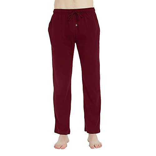 U2SKIIN Pyjamahose Herren lang 100% Baumwolle, Schlafhose Herren Schlafanzughose lang Pyjama Hose Schlafanzug Hose Freizeithose Haushose (Rot, L) von U2SKIIN