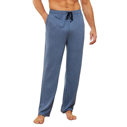 U2SKIIN Schlafanzughose Herren lang Schlafhose Stretch Pyjamahose mit Taschen leicht & weich Freizeithose für Herren (Dunkel-Marineblau Mel., L) von U2SKIIN