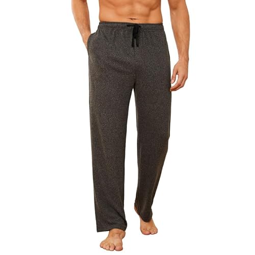 U2SKIIN Schlafanzughose Herren lang Schlafhose Stretch Pyjamahose mit Taschen leicht & weich Freizeithose für Herren (Dunkelgrau Mel., L) von U2SKIIN