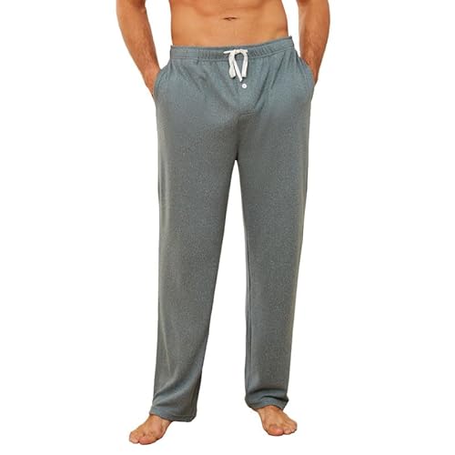 U2SKIIN Schlafanzughose Herren lang Schlafhose Stretch Pyjamahose mit Taschen leicht & weich Freizeithose für Herren (Hellgrün Mel., XL) von U2SKIIN