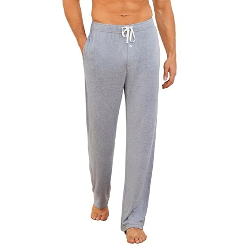 U2SKIIN Schlafanzughose Herren lang Schlafhose Stretch Pyjamahose mit Taschen leicht & weich Freizeithose für Herren (Marineblau Mel., L) von U2SKIIN