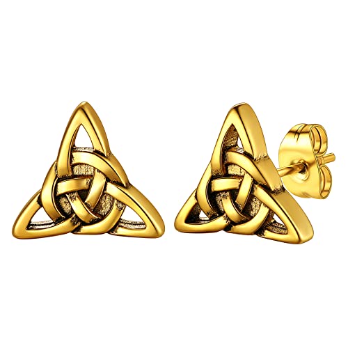 U7 18k vergoldet Triquetra Ohrringe Dreiheitsknoten Design Ohrstecker Punk Gotik Stil Irische Knoten Modeschmuck Accessoire für Geburtstag von U7