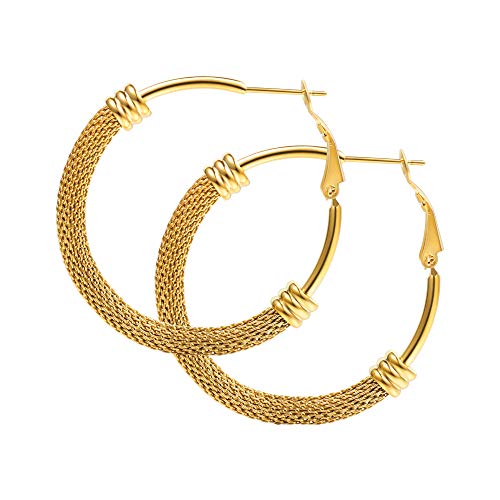 U7 40mm Creolen Ohrringe für Frauen Mädchen 18k vergoldet Geflechtrohr Design Hoop Ohrringe Runde Ohrringe Ohr Schmuck Hoop Earrings für Beste Freundin von U7