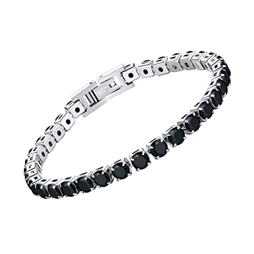 U7 Frauen Tennis-Armband mit Cubic Zirkonia Herren Iced-Out-Armbänder mit Schwarz Zirkonia Tennisarmband Edelstahl Damen Diamant Armband Glitzer Armband Armkette Armreif Modeschmuck für Liebhaber von U7