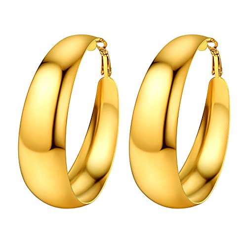 U7 60mm Ohrringe für Damen Mädchen Krabbenmuschel 18k vergoldet Creolen Hoop Ohrringe Hoop Earrings trendige Kreolen Ohr Schmuck Accessoire für Party von U7