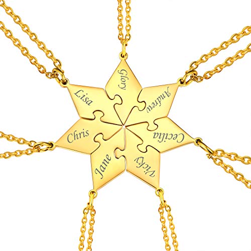 U7 7Stk. Puzzle-Teile Anhänger Halskette 18k vergoldet personalisiert Polygon Puzzle Namenketten Partnerschaftsketten Modeschmuck Accessoire für Schwestern Freundinnen Familien von U7