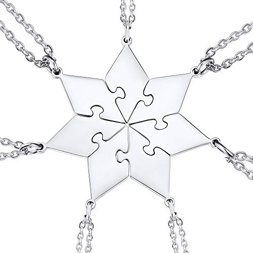 U7 7er Puzzle-Teile Anhänger Halskette Edelstahl Polygon Puzzle Partnerschaftsketten Freundschaft Modeschmuck Accessoire für Freundinnen Familien Schwestern von U7