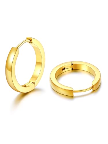 U7 7mm Klein Ohrringe Creolen Gold Huggie Creolen Edelstahl Chunky Huggie Hoop Earrings Schmucksets Geschenk für Damen Mädchen von U7