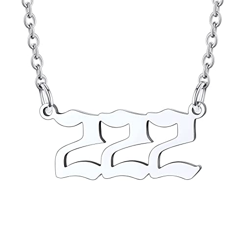 U7 Engelnummern Schlüsselbeinkette für Mädchen Frauen Edelstahl Engelszahlen 222 Anhänger Kette Rolokette Angel Number Pendant Necklace Numerologie Minimalist Modeschmuck Accessoire für Geburtstag von U7