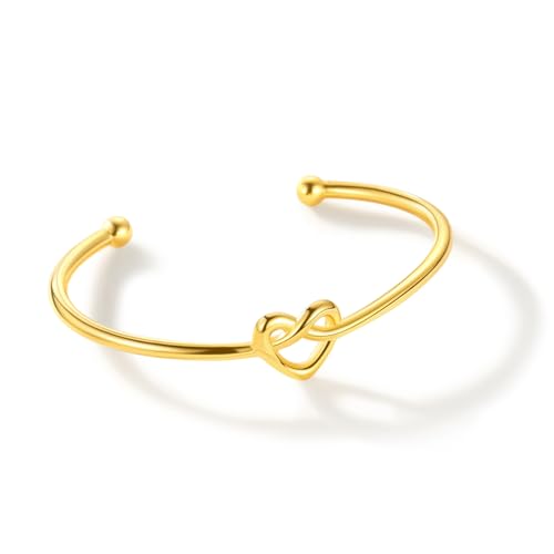 U7 Armreif Herz Armband vergoldet Verstellbar Offen Maschette Pärchen Armband Liebesschmuck Freund Armschmuck heart Bracelet für Geburtstag Muttertag Weihnachten von U7