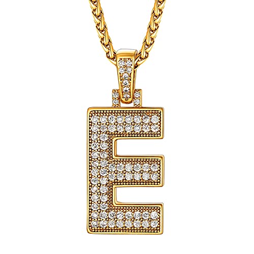 U7 Halsreif Kette mit Buchstaben E Damen Glücksanhänger Anhänger Kette Gold Letter Anhänger Halskette Iced Out Necklace Halsschmuck Initiale Anfangsbuchstaben Namenkette Modeschmuck für Verlobung von U7