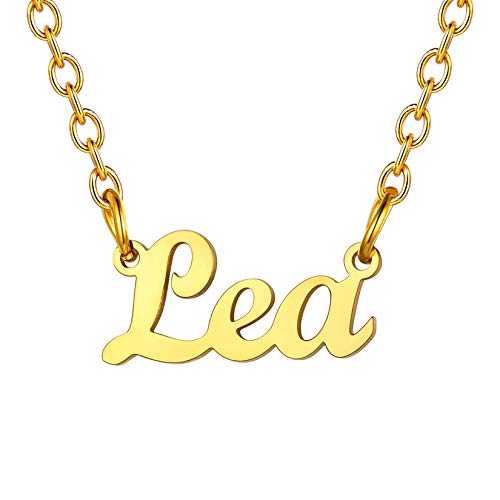 U7 Damen Collier Namenskette 18k vergoldet Schlüsselbein Kette mit Name Lea 45+5cm kurze Kette Halskette Modeschmuck Accessoire für Mutter Tochter Schwester von U7