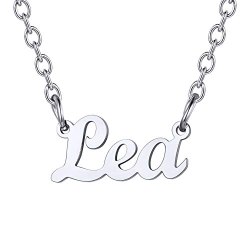 U7 Damen Collier Namenskette Edelstahl Schlüsselbein Kette mit Name Lea 45+5cm kurze Kette Halskette Modeschmuck Accessoire für Mutter Tochter Schwester von U7