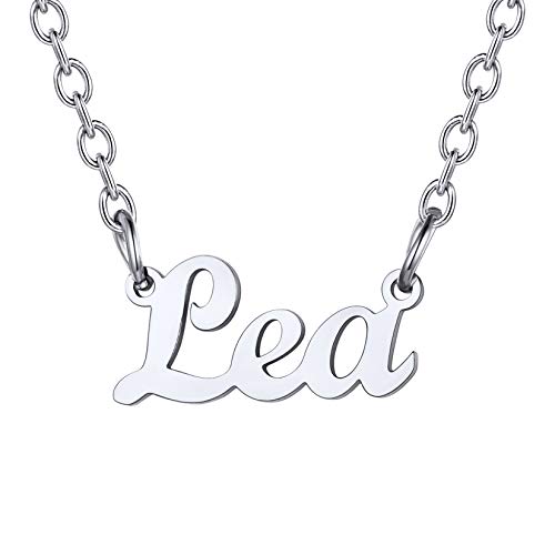 U7 Damen Collier Namenskette Edelstahl Schlüsselbein Kette mit Name Lea 45+5cm kurze Kette Halskette Modeschmuck Accessoire für Mutter Tochter Schwester von U7