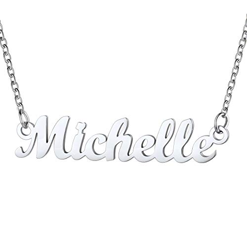 U7 Damen Collier Namenskette Edelstahl Schlüsselbein Kette mit Name Michelle 45+5cm kurze Kette Halskette Modeschmuck Accessoire für Mutter Tochter Schwester von U7