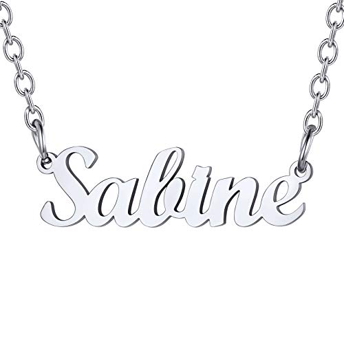 U7 Damen Collier Namenskette Edelstahl Schlüsselbein Kette mit Name Saline 45+5cm Kurze Kette Halskette Modeschmuck Accessoire für Mutter Tochter Schwester von U7