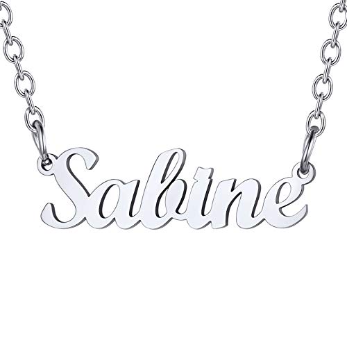 U7 Damen Collier Namenskette Edelstahl Schlüsselbein Kette mit Name Saline 45+5cm kurze Kette Halskette Modeschmuck Accessoire für Mutter Tochter Schwester von U7