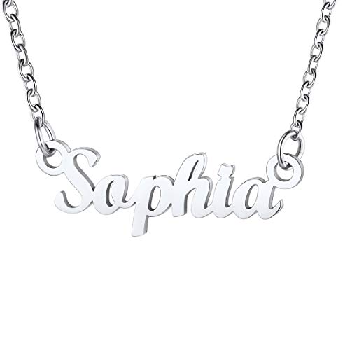 U7 Damen Collier Namenskette Edelstahl Schlüsselbein Kette mit Name Sophia 45+5cm kurze Kette Halskette Modeschmuck Accessoire für Mutter Tochter Schwester von U7