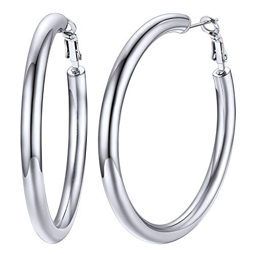 U7 Damen Creolen Ohrringe 5mm dicke Kreis Kreolen Edelstahl 60mm Hoop Ohrringe Hoop Earrings Ohr Schmuck Accessoire für Party tägliches Tragen von U7