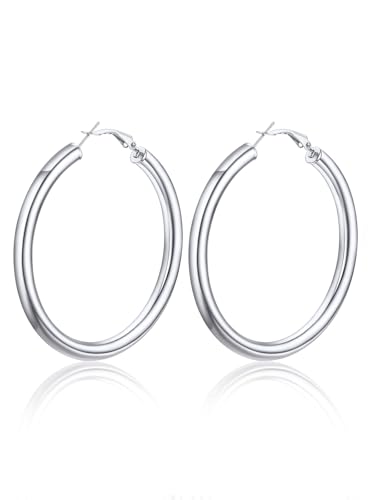 U7 Damen Creolen Ohrringe 5mm dicke Kreis Kreolen Edelstahl 60mm Hoop Ohrringe Hoop Earrings Ohr Schmuck Accessoire für Party tägliches Tragen von U7