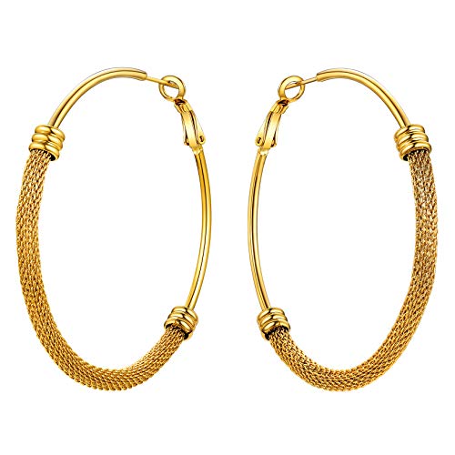 U7 Damen Creolen Ohrringe Geflechtrohr Design Runde Kreolen 18k vergoldet 60mm Hoop Ohrringe Hoop Earrings Ohr Schmuck Accessoire für Party tägliches Tragen von U7