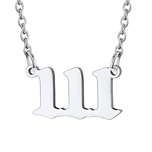 U7 Damen Engelszahl Kette 111 Engelnummern Anhänger Halskette Edelstahl Glücklich Kettenanhänger Schlüsselbein Kette Angel Number Pendant Necklace Silber Numerologie Minimalist Modeschmuck für Oma von U7