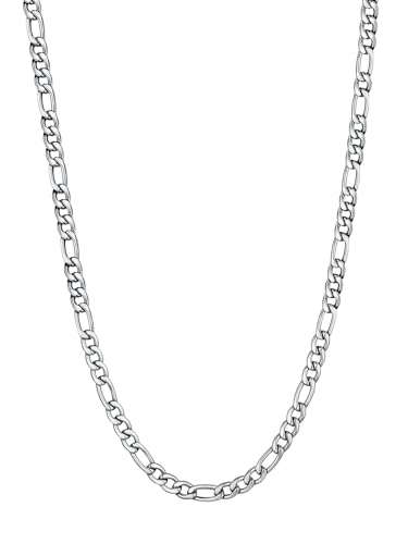 U7 Damen Figaro Kette 51cm Edelstahl Figarokette Halskette Hip Hop Figaro Link Necklace - 3mm breit 1+3 Gliederkette - Männer Jungen Modeschmuck Accessoire von U7