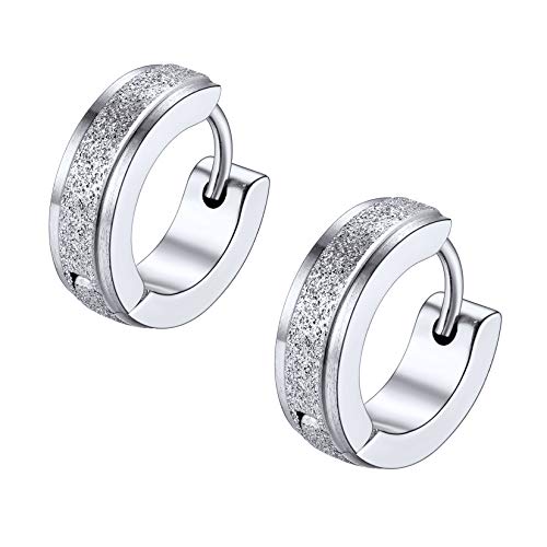 U7 Damen Herren kleine Creolen Edelstahl Sandgestrahlt Huggie Kreolen 9mm Punk Rock Klappcreolen Hoop Earrings Modeschmuck Accessoire von U7