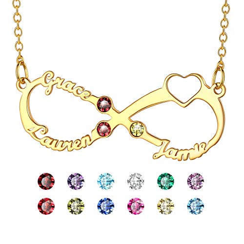 U7 Damen Infinity Namenskette 18k vergolet personalisiert Unenlichkeit Kette mit 3 Namen Geburtssteine Schlüsselbein Kette einzigartiger Modeschmuck Souvenir für Freundschaft Partnerschaft von U7