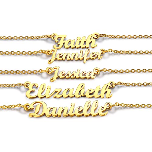 U7 Damen Mädchen Namenkette anpassbar 18k vergoldet personalisiert Schlüsselbeinkette mit Englischen Buchstaben Collier Modeschmuck Accessoire für Freundin Ehefrau Geliebte von U7