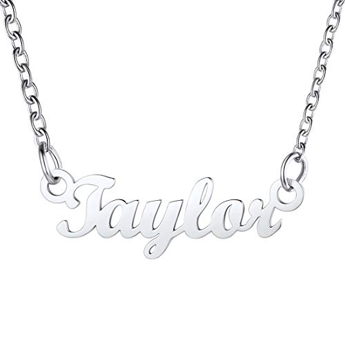 U7 Damen Mädchen Namenskette Taylor Edelstahl Schlüsselbeinkette mit Buchstaben 45+5cm 1,5mm Collier einzigartiger Schmuck Accessoire für Freundin Ehefrau Geliebte von U7