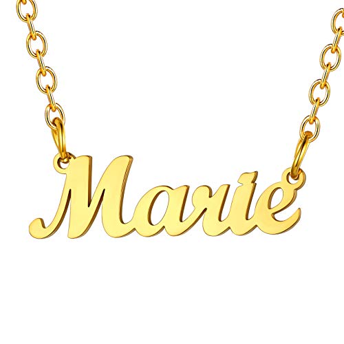 U7 Damen Namenskette 18k vergoldet Halskette mit Name Marie 45+5cm Schlüsselbein Kette einzigartige kurze Kette Modeschmuck Accessoire für BFF Geburtstag Weihnachten von U7