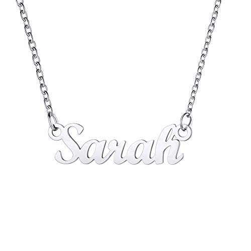 U7 Damen Namenskette Edelstahl Halskette mit Name Sarah 45+5cm Schlüsselbein Kette einzigartige Kurze Kette Modeschmuck Accessoire für BFF Geburtstag Weihnachten von U7